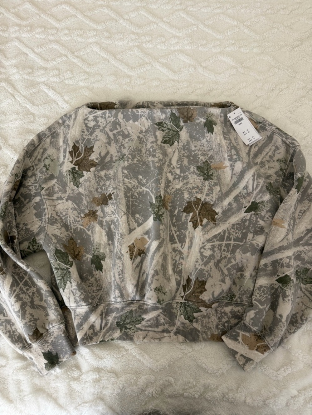 Abercrombie & Fitch Soft A&F Camo Off Shoulder Camo Sweatshirt Size Small NWT